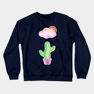 Cute Potted Cactus Under Desert Sun Crewneck Sweatshirt